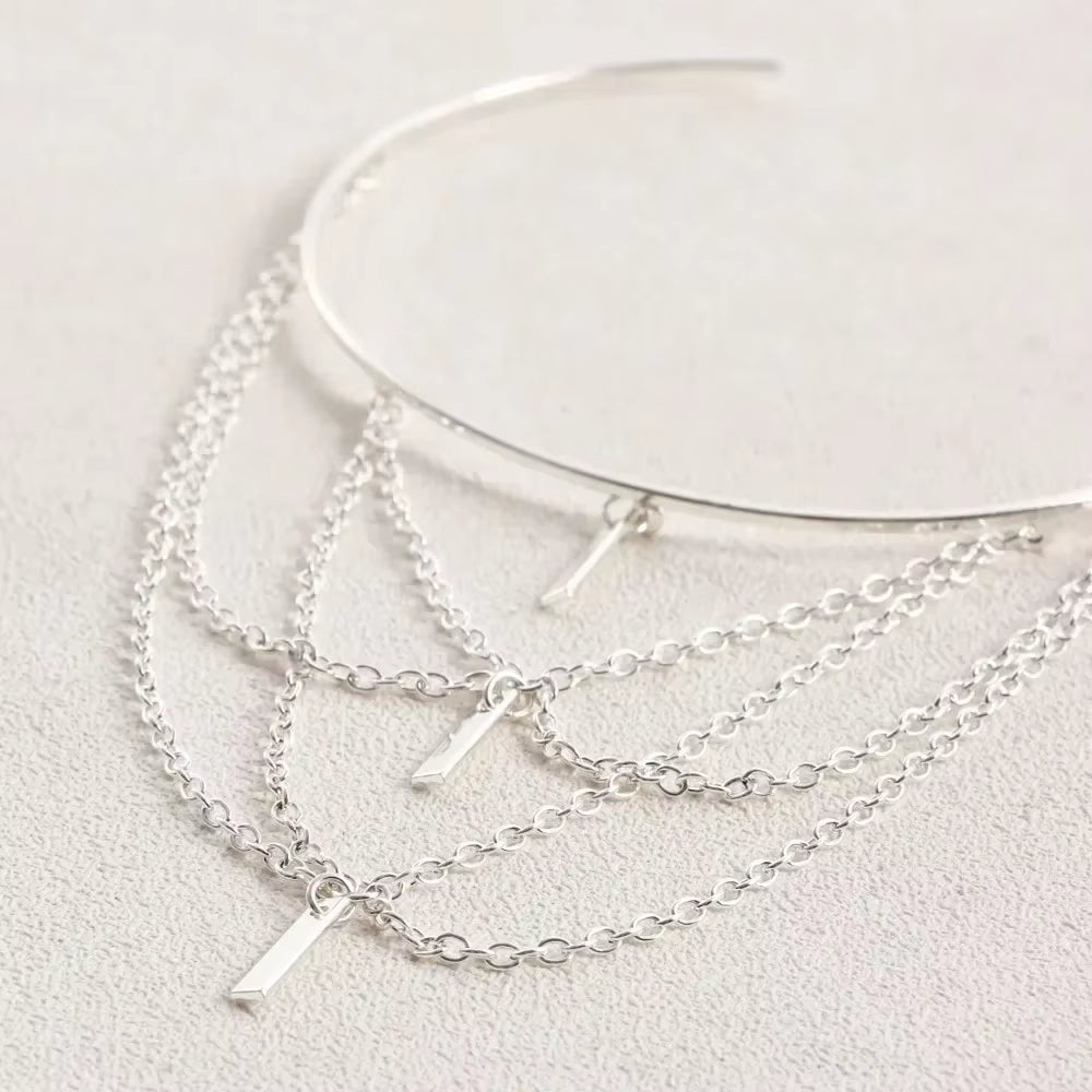 Gold Color Open Upper Arm Bracelet Women'S Jewelry Rectangle Charm Tassel Arm Bangle Party Summer Fashion Accessories New